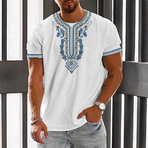 

Homme T shirt Tee Graphic Bohème Col Ras du Cou Vêtement Tenue 3D effet Extérieur du quotidien Manche Courte Imprimer Design Rétro Vintage Ethnique