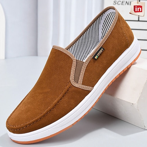 

Homens Mocassins e Slip-Ons Sapatos casuais masculinos Tênis Slip-on Vintage Casual Ao ar livre Casa Diário Caminhada Lona Respirável Preto Camelo Café Verão Primavera