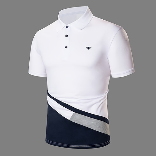 

Homens Polos de botões Camiseta Polo Casual Feriado Lapela Manga Curta Moda Básico Bloco de cor Botão Verão Normal Branco Polos de botões