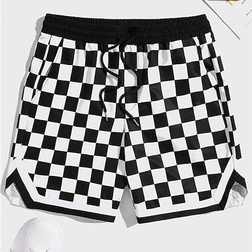 

Hombre Pantalón corto Pantalones cortos de verano Pantalones cortos de playa Bolsillo Correa Cintura elástica Graphic Cuadrícula / Cuadros Transpirable Suave Corto Casual Diario Festivos Ropa de