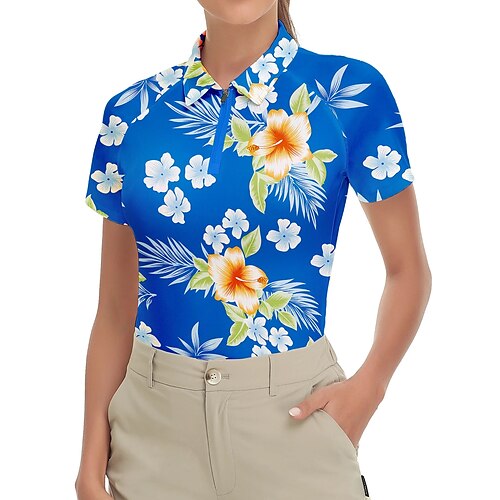 

Damen poloshirt Golfhemd Golfkleidung Atmungsaktiv Schnelltrocknend Weich Kurzarm Shirt Regular Fit Blumen Sommer Frühling Tennis Golfspiel Badminton