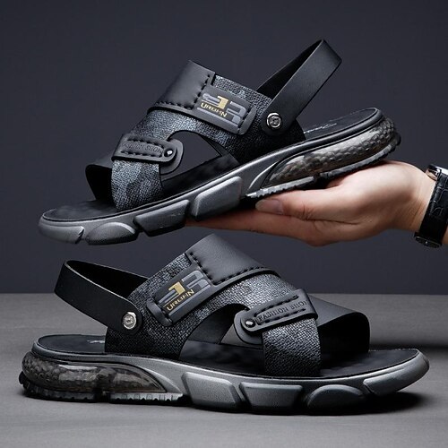 

Herren Sandalen Flache Sandalen Modische Sandalen Komfort-Sandalen Brautkleider schlicht Strand Design Täglich Strand Wanderschuhe Mikrofaser Atmungsaktiv Komfortabel Rutschfest Schwarz Grau Sommer