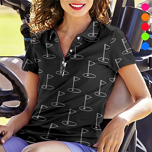 

Mulheres Camisa polo de caminhada Camisa de golfe Pólo de botões Respirável Secagem Rápida Pavio Humido Manga Curta Vestuário de golfe Roupas de golfe Normal Estampado Verão Tênis Golfe Pickleball