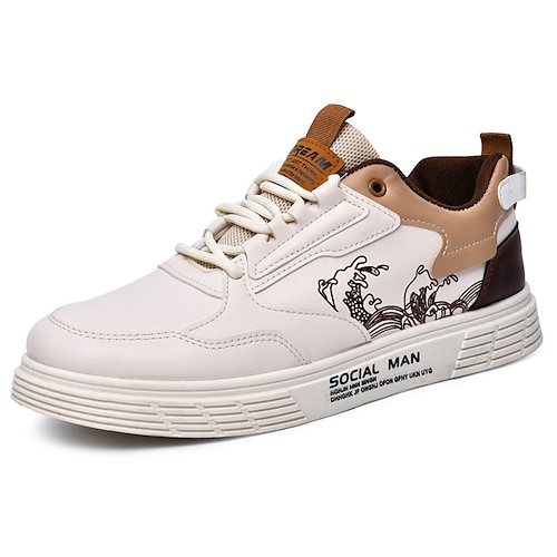 

Homens Tênis Sapatos casuais masculinos Sapatos Confortáveis Esportivo Vintage Casual Diário Festas Noite Escritório e Carreira Caminhada Couro Sintético Respirável Branco Marron Verde Bloco de cor