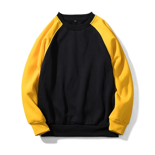 

Homme Sweat shirt Jaune / Noir Noir et jaune Kaki clair. Noir Jaune Col Ras du Cou Bloc de couleur Plein Sport Loisir du quotidien Des sports Estampage à chaud Design basique Décontractées