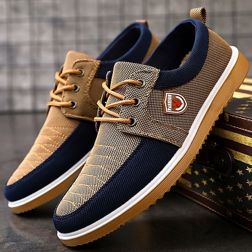 

Herren Turnschuhe Freizeitschuhe für Herren Komfort Schuhe Vintage Brautkleider schlicht Britisch Outdoor Heim Täglich Wanderschuhe Leinwand Atmungsaktiv Gelb Blau Farbblock Sommer Frühling