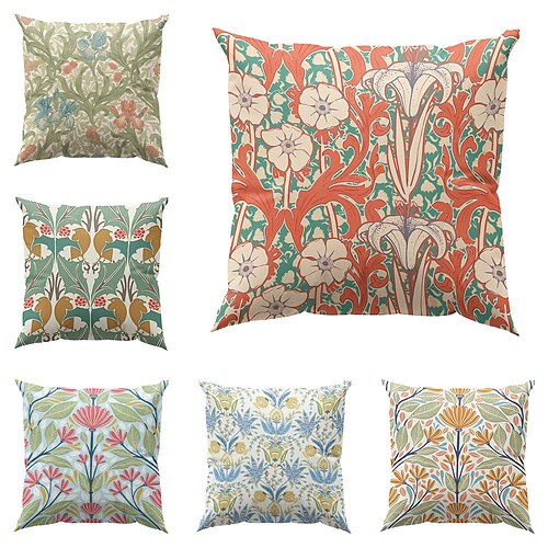 

capa de almofada de lado duplo william morris 4 pcs planta floral macia capa de almofada quadrada decorativa fronha para sala de estar sofá sofá cadeira