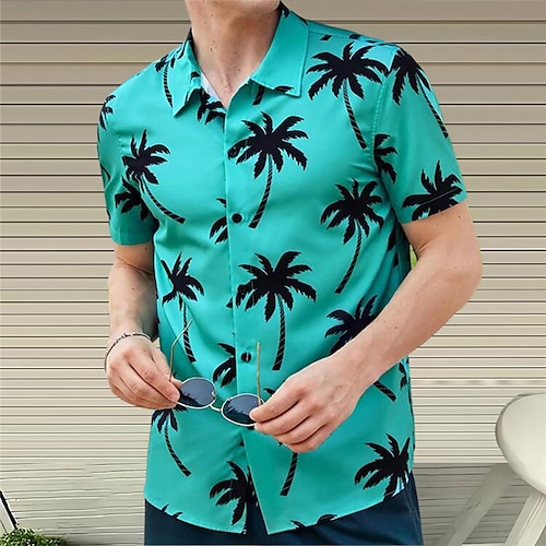 

Homme Chemise Cocotier Imprimés Photos Géométrie Collier cubain Bleu vert Vert Claire Rose Claire bleu marine Bleu Extérieur Casual Manche Courte Imprimer Vêtement Tenue Sportif Mode Vêtement de rue