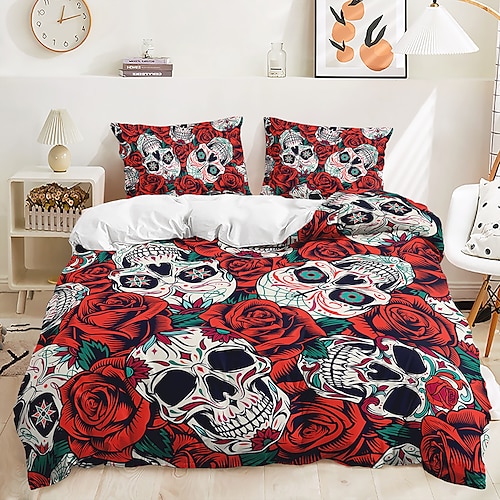 

conjunto de edredon vintage rosa esqueleto flor conjunto de duas peças conjunto de três peças inclui uma capa de edredom 1 ou 2 fronhas conjunto de cama