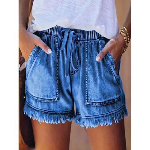 

Women's Jeans Shorts Denim Light Blue Sea Blue ArmyGreen Vacation Fashion Casual Vacation Weekend Pocket Short Breathability Plain XS S M L XL