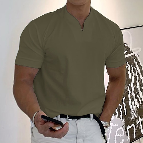  Herren T Shirt Kurzarm V Ausschnitt Sommer Einfach Sport Mode Leicht Klassicher Stil Urlaub Lässig Ferien Schwarz Weiß Rosa Top T-Shirt für Herren