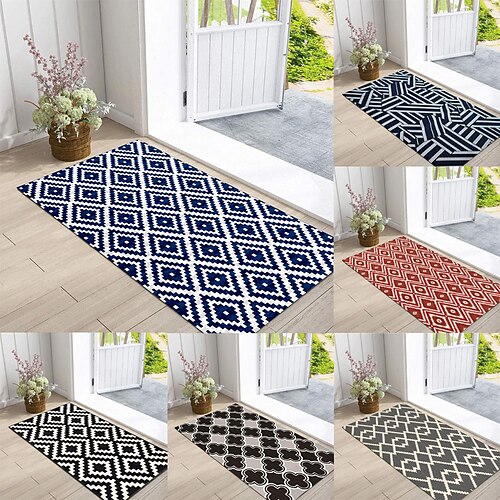 

Kitchen Bathroom Mat, Geometric Entry Door Mat Floor Mat Toilet Bathroom Absorbent Mat Non-slip Floor Mat Porch Carpet Mat