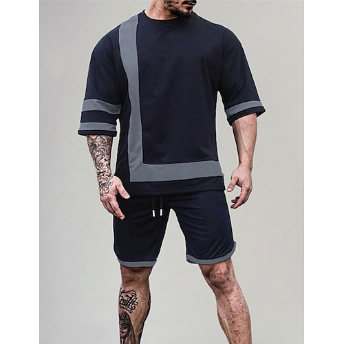 

Homme Costumes T-shirt Survêtement Chemise de tennis Ensemble short et t-shirt Bloc de couleur Col Ras du Cou Usage quotidien Vacances Manches courtes 2 Pièces Vêtement Tenue Justaucorps gymnastiques