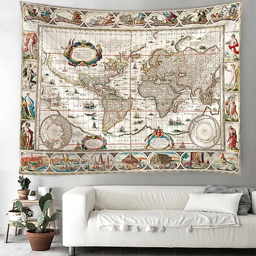 Large world map discount tapestry