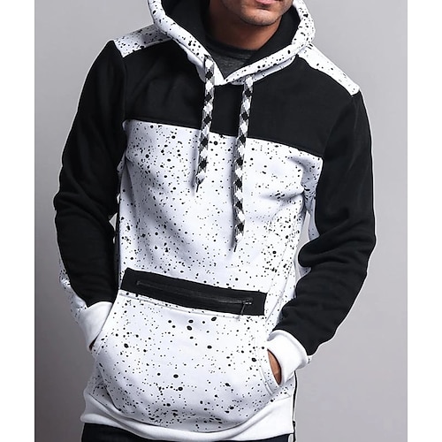 

Homme Sweat à capuche Noir Blanche Rouge Capuche Pois Imprimer Sport Loisir Casual Des sports Vêtement de rue Vêtement de sport basique Printemps Automne Vêtement Tenue Pulls Capuche Pulls