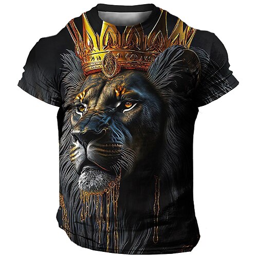 

Homens Camiseta Gráfico Animal Leão Gola Redonda Roupa Impressão 3D Ao ar livre Diário Manga Curta Imprimir Moda Designer Vintage