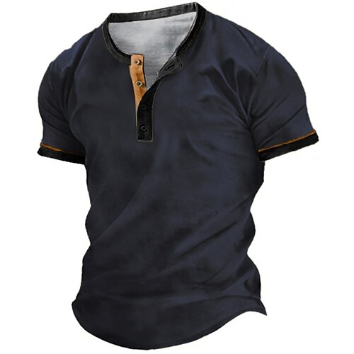 

Per uomo Camicia Henley T-shirt Liscio Henley Strada Da mare Maniche corte Abbigliamento Di tendenza Originale Essenziale