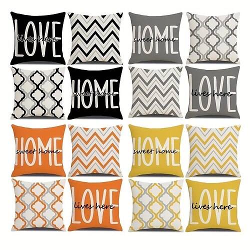 

Home Geometric Double Side Pillow Cover 4PC Soft Decorative Square Cushion Case Pillowcase for Bedroom Livingroom Sofa Couch Chair