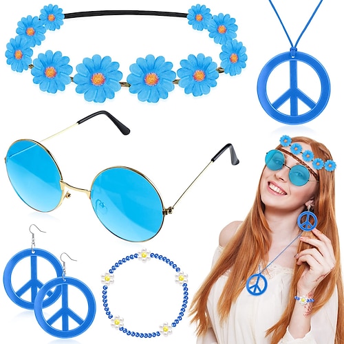 

Retro Vintage 1960s 1970s Accesories Set Hippie Women's Cosplay Costume Carnival Party / Evening Masquerade Glasses