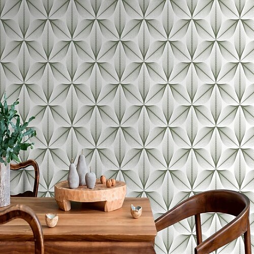 

Geometrische Tapete zum Abziehen und Aufkleben, abnehmbarer PVC/Vinyl-Wandaufkleber, selbstklebend, 17,7'' x 118'' (45 cm x 300 cm)