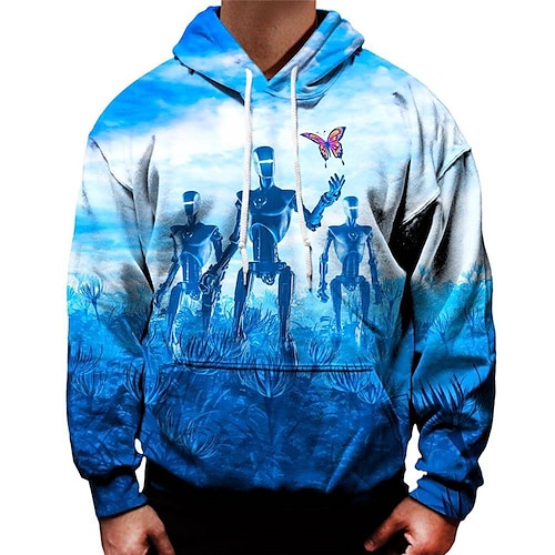 

Homme Sweat à capuche Bleu Capuche Imprimés Photos Imprimer du quotidien Des sports 3D effet Vêtement de rue Design basique Printemps Automne Vêtement Tenue Surrealism Pulls Capuche Pulls