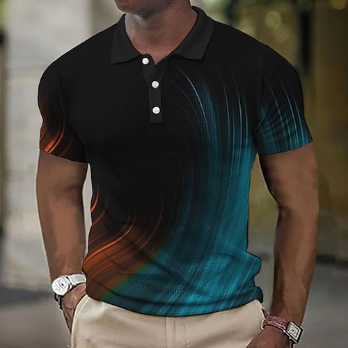 

Herren Waffel-Poloshirt Polos mit Knöpfen Revers-Polo Poloshirt Golfhemd Grafik-Drucke Geometrie Linear Umlegekragen Gelb Rote Blau Grün Grau Outdoor Strasse Kurzarm Bedruckt Bekleidung Modisch