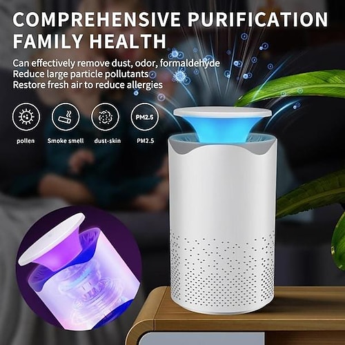 

New 2in1 UV Small Air Purifier for Bedroom Personal Desk Mini Air Fresheners Room Hepa Air Cleaner for Pets Smoke Desktop Office