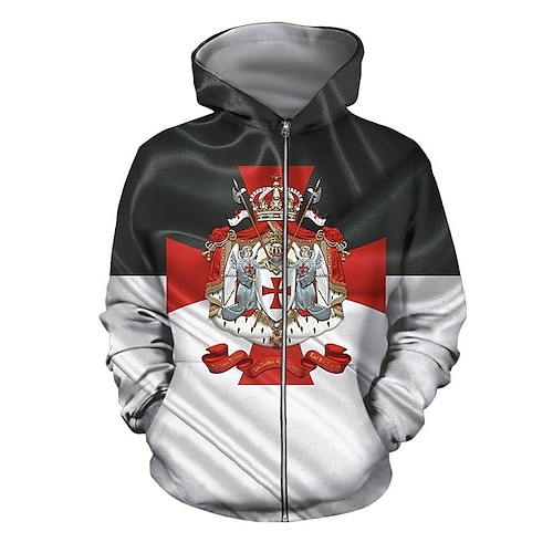 

Hombre Sudadera con capucha y cremallera completa Chaqueta Negro Con Capucha Bloque de color Estampados Cremallera Estampado Deporte Diario Deportes Impresión 3D Ropa de calle Design Casual Primavera