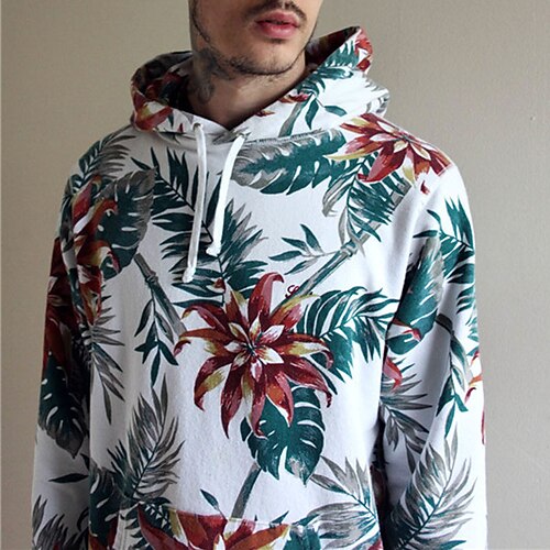 

Homens Moletom com capuz Azul Com Capuz Floral Estampas Abstratas Imprimir Diário Esportes Impressão 3D Roupa de rua Designer Básico Primavera Outono Roupa Moletons Moletons