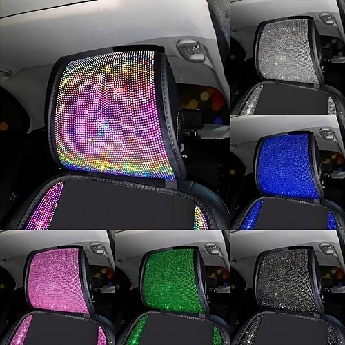 

1pc Bling Auto Car Neck Pad Crystal Rhinestone Artificial Diamond Head Pad Pillow Women Girls Car Interior Accessories