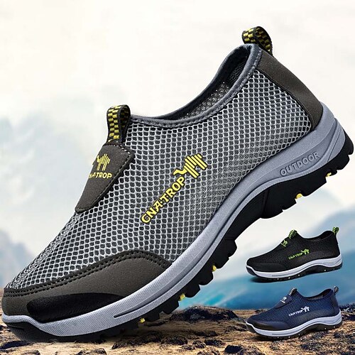 

Homens Mocassins e Slip-Ons Sapatos casuais masculinos Sapatos Confortáveis Casual Ao ar livre Diário Couro Sintético Com Transparência Respirável Confortável Antiderrapante Preto Azul Escuro Cinzento