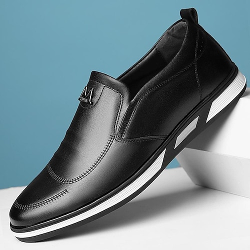 

Hombre Zapatos de taco bajo y Slip-On Zapatos casuales de hombre Zapatos Confort Vintage Casual Diario Fiesta y Noche Zapatos de Paseo Cuero Transpirable Cómodo Antideslizante Negro Blanco Marrón