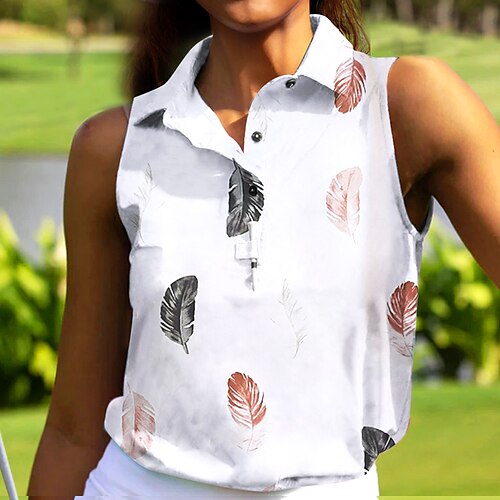 

Femme T-shirt POLO Chemise de golf Polo boutonné Respirable Séchage rapide Evacuation de l'humidité Sans Manches Vêtements de golf Top Standard Imprimé Eté Tennis Le golf Pickleball