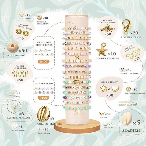 Bracelet Making Kit Clay Beads -6000Pcs 2 Boxes Polymer Clay Beads for  Jewelry Making - 24 Colors Jewelry Bracelet Beads with Gift Pack - Bracelet  Making Kit for Adults, Wood 2024 - $29.99