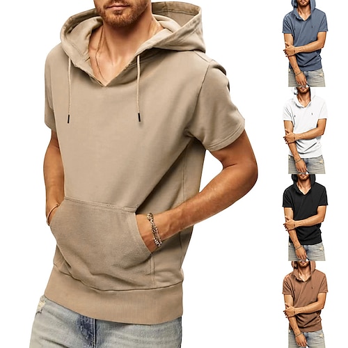 

Men's Hoodie Pullover Black White Khaki Coffee Gray Hooded Plain Pocket Sports Outdoor Daily Sports Streetwear Casual Athletic Spring Summer Clothing Apparel Hoodies Sweatshirts