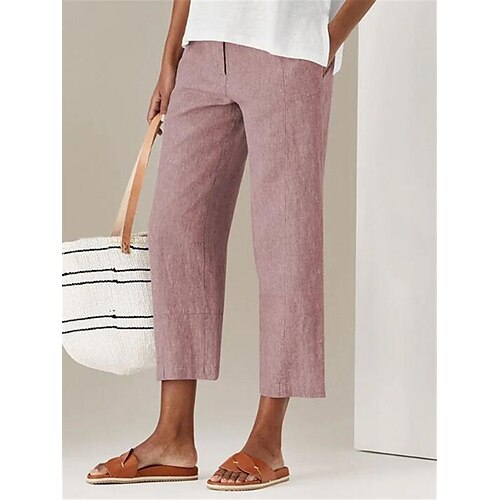 

Femme short capri Sarouel Lin Noir Rose Claire Bleu Vêtement de rue Décontractées Confort Vacances Casual Quotidien Fin de semaine Poche Capris Confort Plein S M L XL 2XL