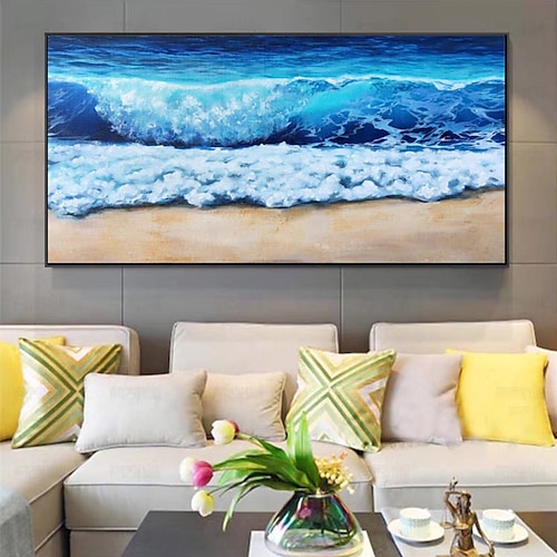 

Mintura Handmade Sea Wave Landscape Oil Paintings On Canvas Wall Art Decoration Modern Abstract Picture For Home Decor Rolled Frameless Unstretched Painting