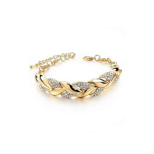 

Women's Bracelets Fashion Full Diamond-Gold Leaf Bracelet Alloy Zirconia Jewelry for Girlfriend Valentines Mothers Jewelry Gifts