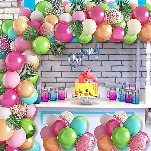 

98pcs Hawaii Tropical Theme Balloon Chain Set Summer Party Decoration and Decoration Background Wall