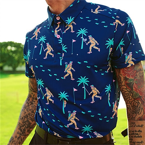 

Men's Polo Shirt Golf Shirt Golf Clothes Breathable Quick Dry Soft Short Sleeve Top Regular Fit Printed Summer Spring Gym Workout Golf Badminton