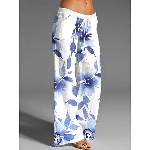 

Damen Frech Hosen Hose Ausgebeult transparent grün Weiß Hellblau Designer Brautkleider schlicht Casual Freizeitskleidung Seitentaschen In voller Länge Atmungsaktivität Blumen S M L XL 2XL