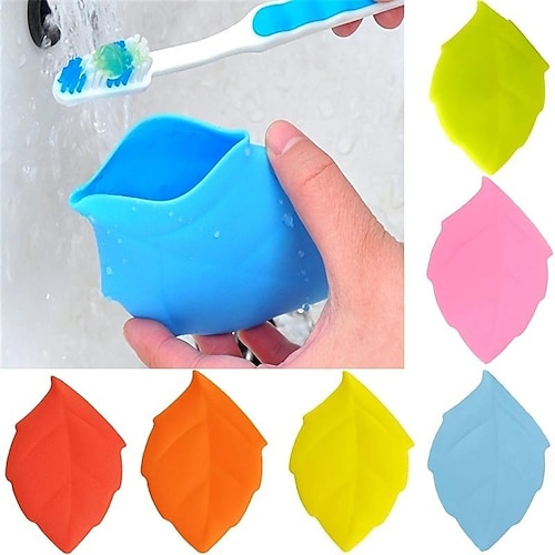 

Portable Travel Water Cup, Travel Maple Leaf Dustproof Silicone Toothbrush Cover Candy Color Maple Leaf Portable Wash Cup Leaf Portable Cup