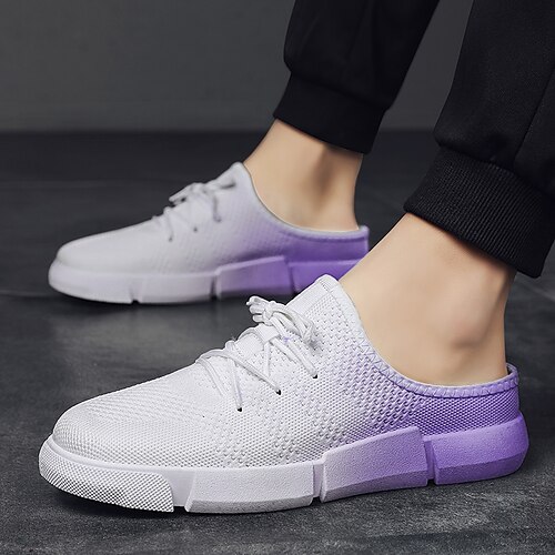 

Men's Clogs Mules Casual Outdoor Daily Walking Shoes Synthetics Tissage Volant Breathable Black Blue Purple Color Block Gradient Summer Spring