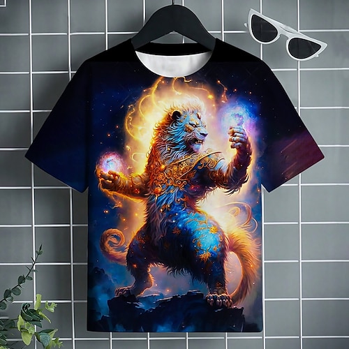 

Boys T shirt Short Sleeve T shirt Tee Graphic Animal Cartoon 3D Print Active Sports Fashion Polyester Outdoor Casual Daily Kids Crewneck 3-12 Years 3D Printed Graphic Regular Fit Shirt