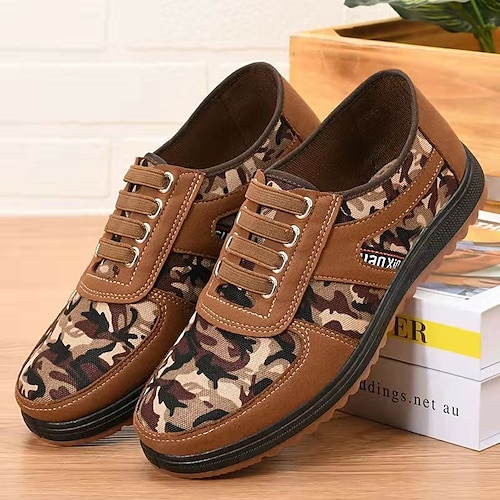 

Herren Loafer Slip On Freizeitschuhe für Herren Komfort Schuhe Vintage Brautkleider schlicht Täglich Wanderschuhe Leinwand Atmungsaktiv Komfortabel Rutschfest Kamel Grün Farbblock Tarnfarben Sommer