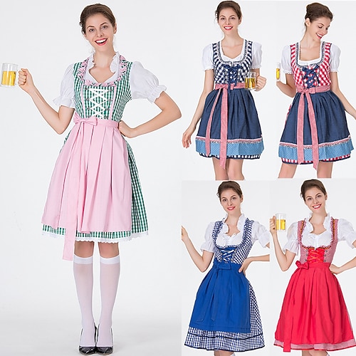

Carnival Oktoberfest Beer Costume Dirndl Trachtenkleider Oktoberfest / Beer Bavarian Bavarian Wiesn Traditional Style Wiesn Women's Traditional Style Cloth Dress Apron