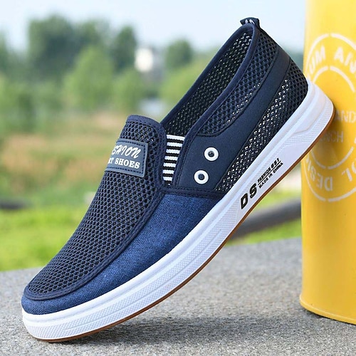 

Homens Mocassins e Slip-Ons Sapatos casuais masculinos Sapatos Confortáveis Tênis Slip-on Casual Diário Com Transparência Respirável Confortável Antiderrapante Pano preto pano cinza Preto Verão