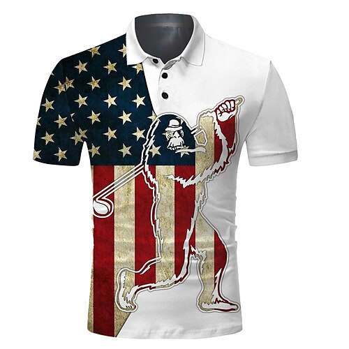 

Homens Camisa polo de caminhada Camisa de golfe Pólo de botões Respirável Secagem Rápida Pavio Humido Manga Curta Vestuário de golfe Roupas de golfe Normal Xadrez camuflagem Estampado Verão Tênis