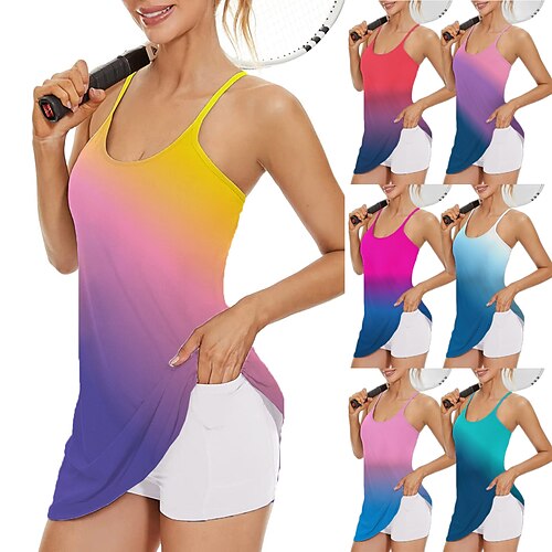 

Mulheres Vestido de tênis vestido de golfe Respirável Secagem Rápida Com bolsos Sem Manga Vestidos roupa de tênis Estampado Verão Tênis Golfe Exercite-se