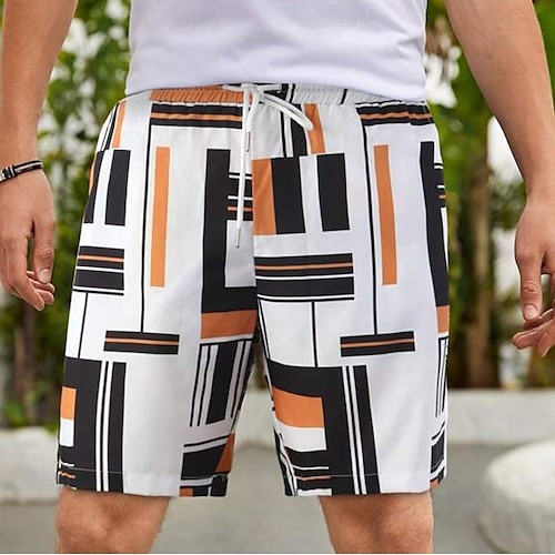 

Homens Calção Shorts de verão Shorts de praia Com Cordão Cintura elástica Impressão 3D Gráfico Estampa Geométrica Respirável Macio Curto Casual Diário Feriado Roupa de rua Havaiana Amarelo